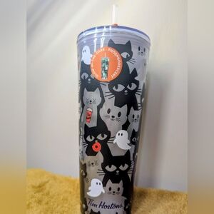 Tim Hortons Glow-in-the-Dark Cat and Ghost Tumbler NWT